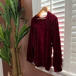 Simply Vera Vera Wang Velvet Burgundy Sweatshirt